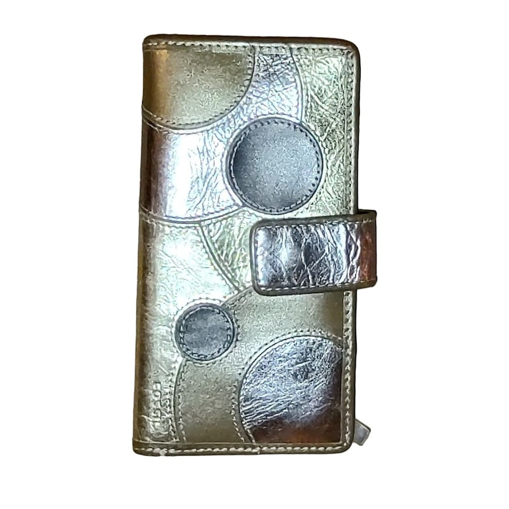 Fossil Multi-Gold Tone Leather Wallet, Vintage